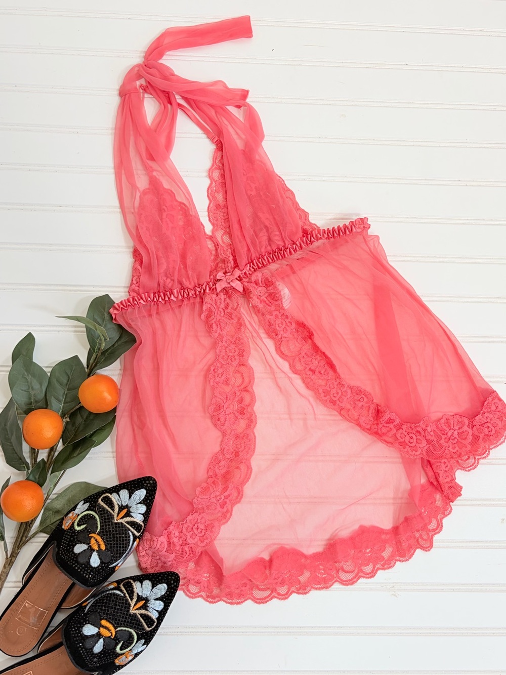 Fredericks of Hollywood Y2K Lace Flyaway Babydoll Lingerie